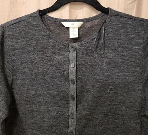 H&M Charcoal Gray Button Front Knit Top